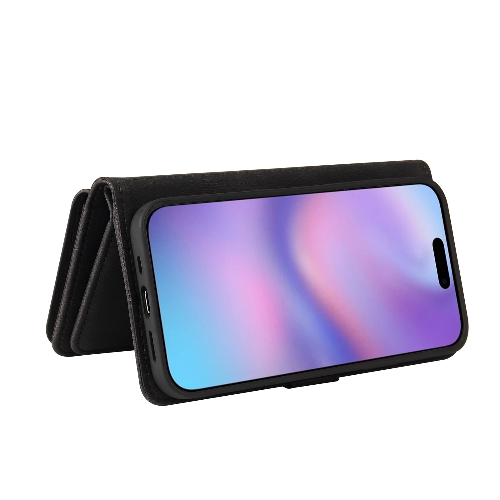 Phone Case for iPhone 17, Wallet Case Luxury Folio Flip Leather Cover [Zipper Pocket] [Wrist Strap] [Kickstand] for iPhone 17, Black