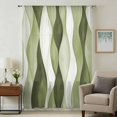 thumbnail image 3 of Sage Green Stripes Sheer Curtains 72 Inch Length, Light Filtering Voile Curtain Panel, Retro Farmhouse Abstract Ripple Rod Pocket Drapes Window Treatments for Living Room Bedroom 52"x72", 3 of 9