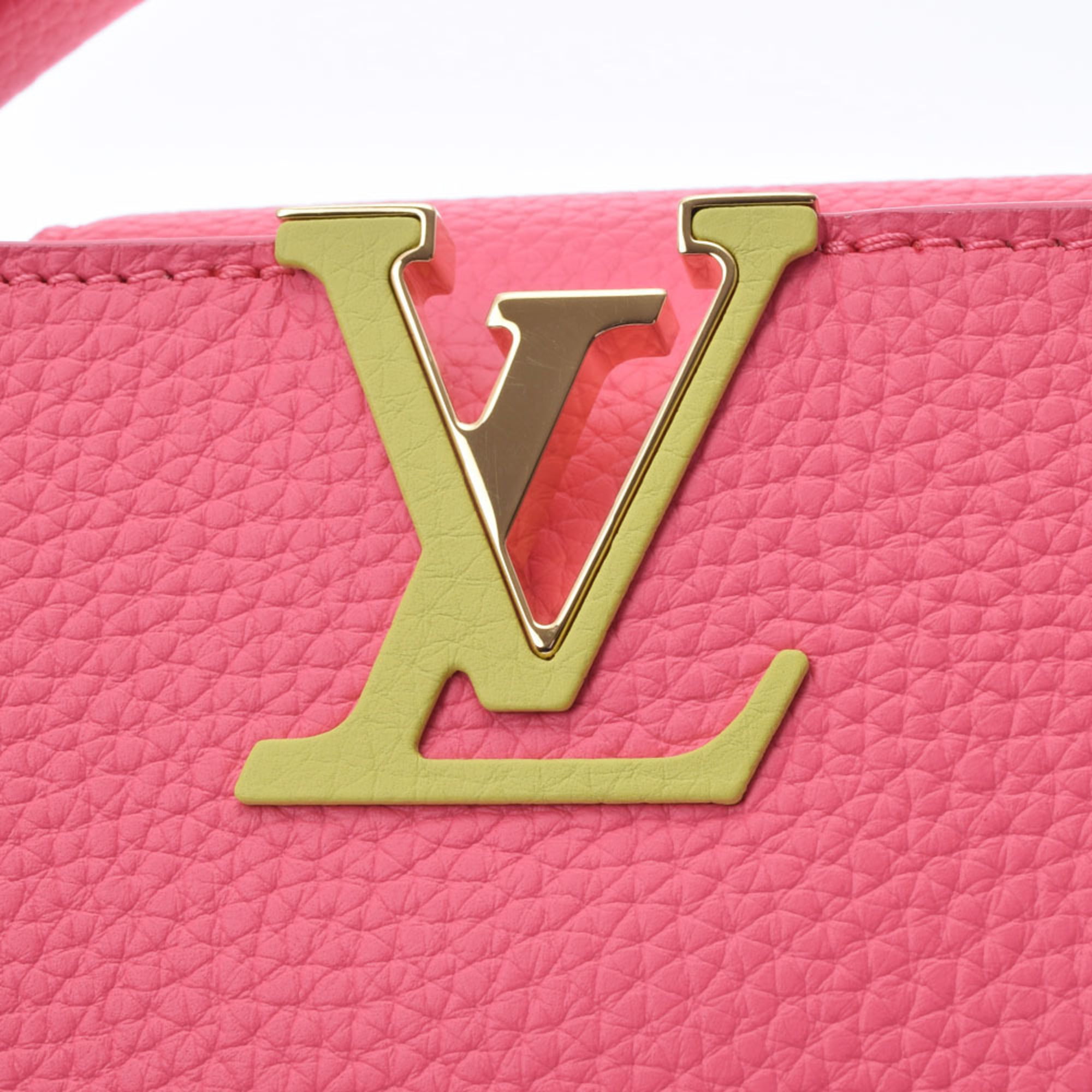 Louis Vuitton Capucines Mini, Neon Pink and Lime Green Taurillon Leather,  Preowned in Box CMA001