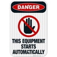 thumbnail image 1 of This Equipment Starts Automatically Sign, OSHA Danger Sign, (SI-3898) 12x18 Reflective Aluminum EGP, 1 of 1