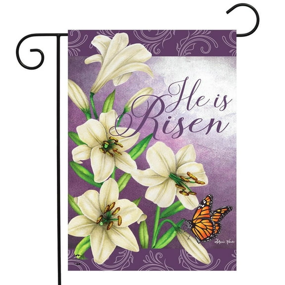 Briarwood Lane He Is Risen Lilies Easter Garden Flag