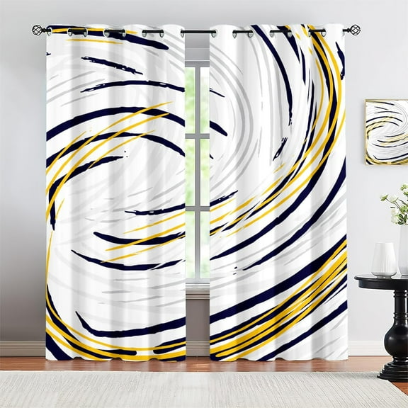 Abstract Curved Lines Blackout Curtains, Colorful Stripes Drapes Window Curtain, Thermal Insulated Noise Reducing Grommet Door Drapes For Bedroom Indoor Kitchen 29"W x 63"L (Pack of 2)