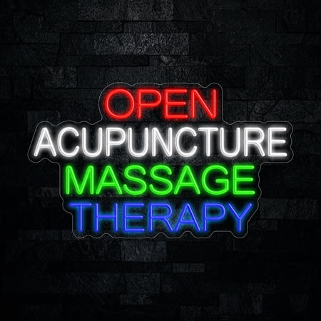 Acupuncture Massage Therapy Open LED Neon Sign 29"L x 17"H #25039