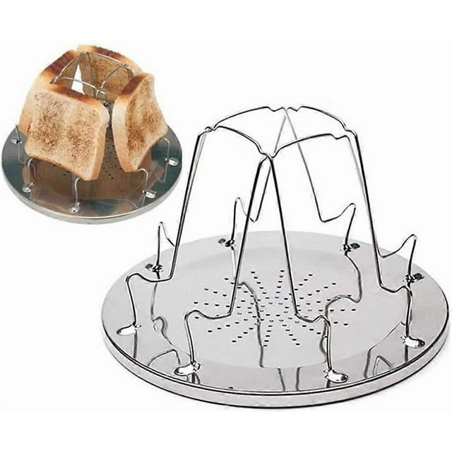 4 Slices Camping Toaster With Foldable Stand Porous Tray Bread Toaster For Families Outdoor Gas Stove Picnic Foldable
