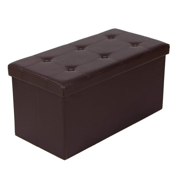 30 L Faux Leather Folding Storage, Faux Leather Trunk Coffee Table