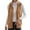 Khaki, variant on Ahdbta Womens Fuzzy Fleece Vest Casual Full Zipper Warm Sleeveless Jackets Solid Color Loose Fitted Lapel Collar Winter Vests