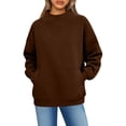 thumbnail image 2 of Dwellite Mock Neck Sweatshirt Women 2026 Fall Oversized Turtleneck Pullover Long Sleeve Casual Sweatshirts No Hood Coffee M, 2 of 6
