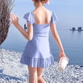 thumbnail image 5 of Tiijoy Girls Swimsuit Flower Ruffle Hollow Out Swim Dress with Shorts Bathing Suit, 5 of 5