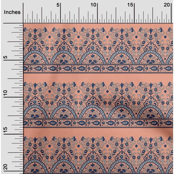 oneOone Organic Cotton Poplin Twill Fabric Leaves & Floral Block Printed Fabric 1 Yard 42 Inch Wide