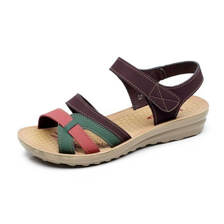 

Kukoosong Comfy Women Sandals Girl Comfortable Non Slip Round Toe Sandals Soft Sole Flat Shoes Wedge Sandals Coffee 41