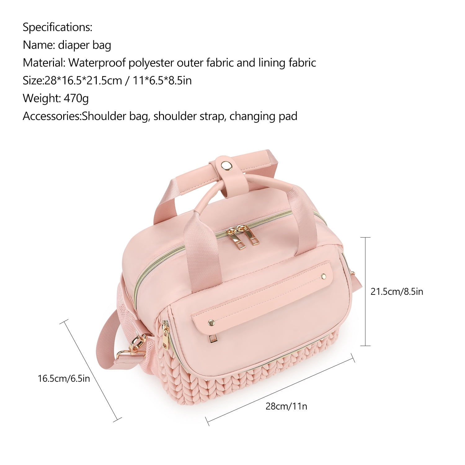 Sunyuer Diaper Bag Tote, Quilted Multifunction Waterproof Hospital Bag for Labor Delivery, Travel Large Capacity Diaper Tote