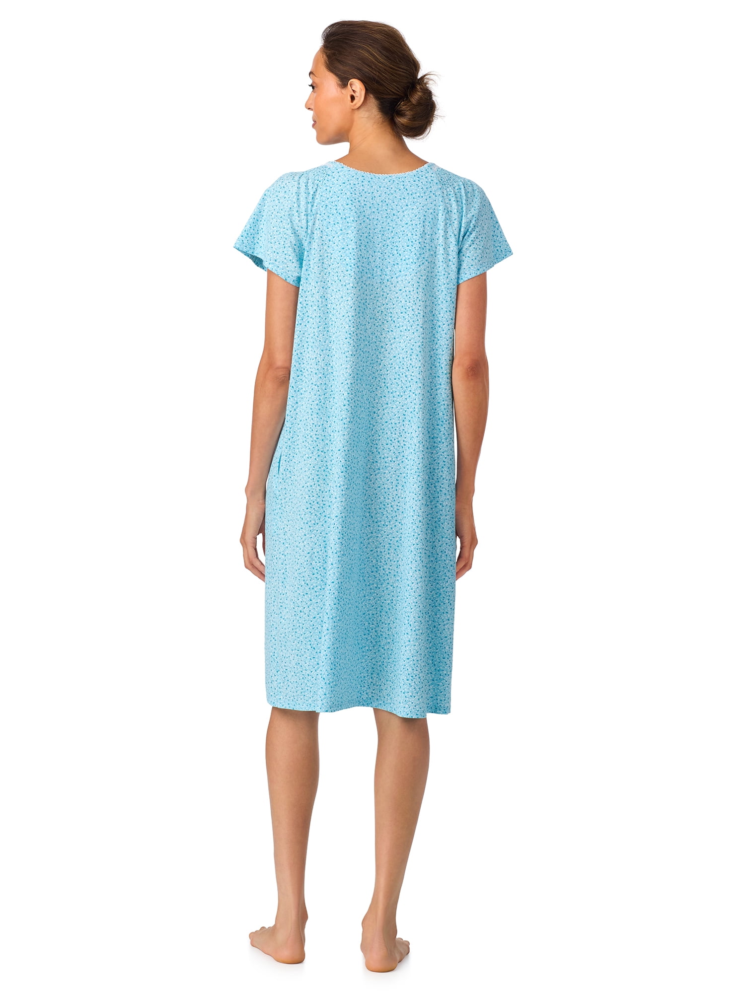 Aria Women's 100% Cotton Raglan Sleeve Smocked Neck 40" Sleepwear Gown, Sizes XS-5X