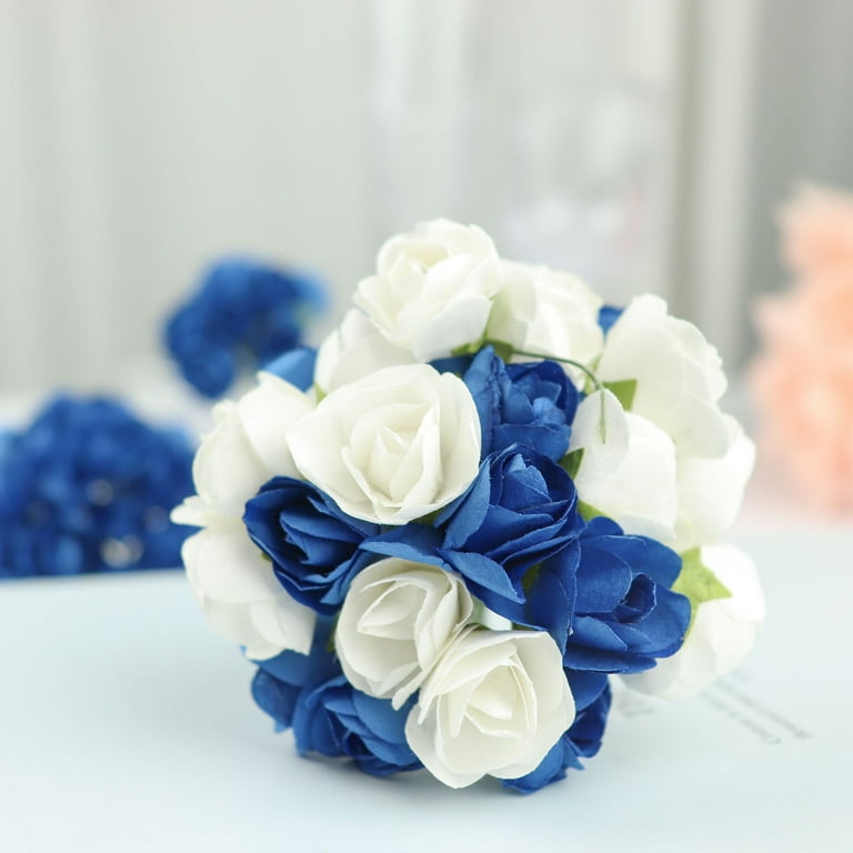 Navy Blue Silver White Rose Calla Lily Bridal Wedding Bouquet