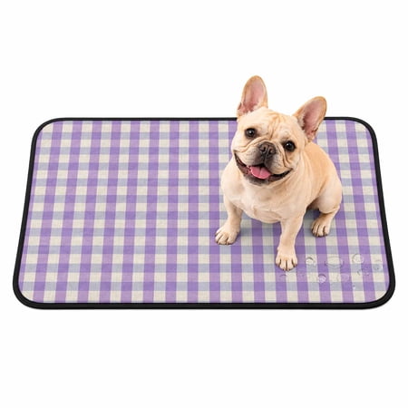 Pet Pee Pad Mat Minimalist Purple Grid Waterproof Reusable Dog Potty Training Pad Retro Dreamy Squares Non Slip Pet Urine Mat for Indoor Potty Training Floor Protection 36x24 Inch