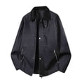 thumbnail image 2 of BiZtdJrK Faux Pu Leather Jacket Men Stand Collar Full Zip Motorcycle Jacket Waterproof Windproof Biker Bomber Jackets Black,L, 2 of 9