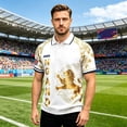 thumbnail image 2 of LNZGNM Soccer Jersey for Men Short Sleeve Soccer Print Polo Shirt,Graphic Sports Jersey for Match Day Fan Outfit,White(XL), 2 of 3
