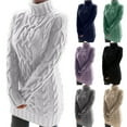 thumbnail image 3 of Liacowi Women Juniors Knitwear Dress Twist Jacquard Long Sleeve Turtleneck Sweater Vintage Tunic Tops Warm Pullovers Jumpers Plus Size S-3XL, 3 of 3