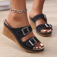 thumbnail image 7 of Guzom 2025 Summer Womens Wide Width Sandals Ladies Wedge Black Slides Beach Open Toe Slippers for Adult Woman Size 6.5 Platform Sandals Shoes, 7 of 7