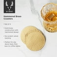 thumbnail image 2 of Viski Hammered Brass Drink Coasters for Cocktails, Table Decor, Set of 4, 2 of 6