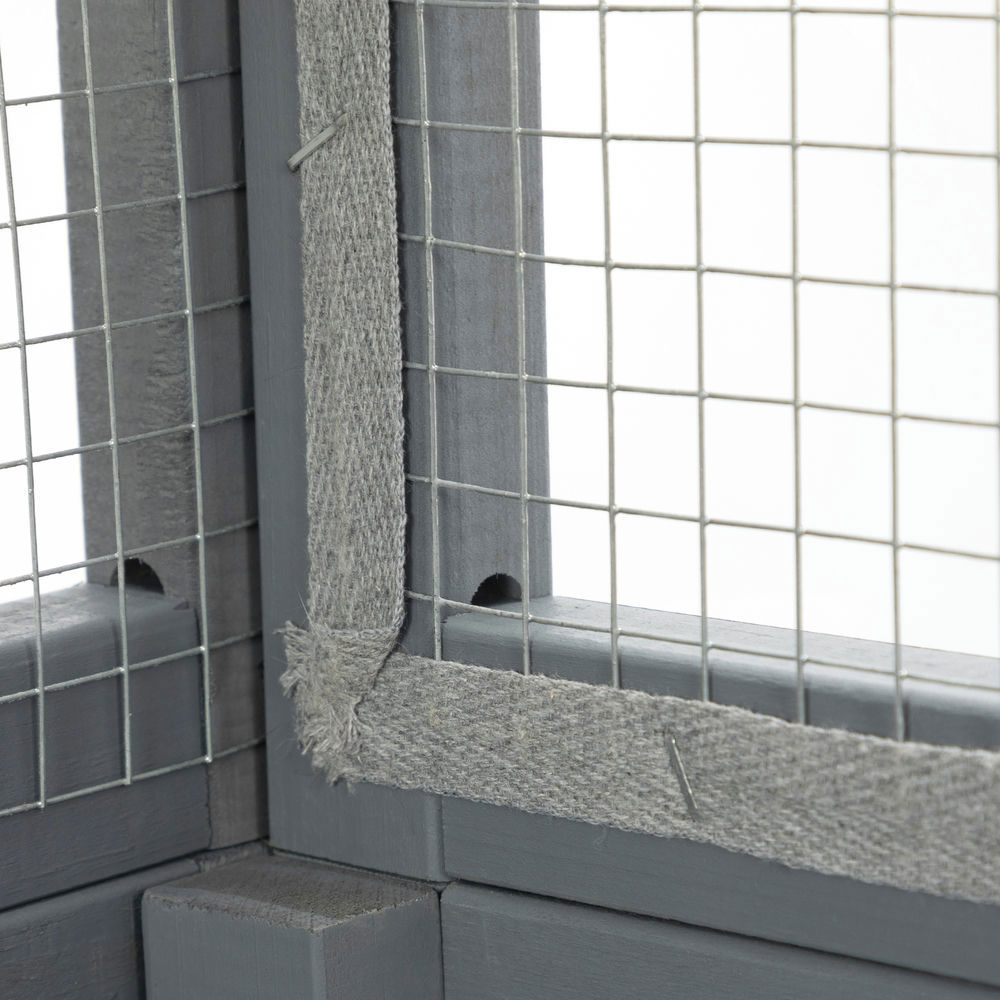 Spaco 70-Inch Cat Window Catio House, Outdoor Wood Cat Enclosure with Wheels and Platforms, Gray