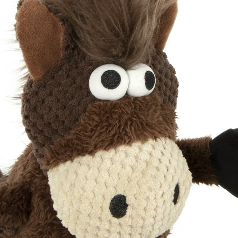 goDog Checkers Skinny Horse Squeaky Plush Dog Toy Chew Guard Technology Large