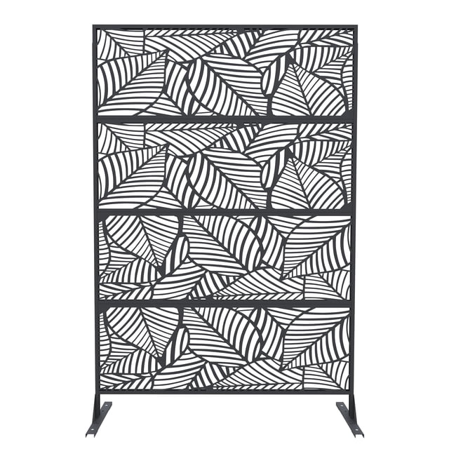 Gaderth Metal Privacy Screen,Decorative Privacy Fence,Weather-Resistant Rustproof Room Divider With Stand,Freestanding Privacy Panels For Patio Deck Lawn Garden Landscape