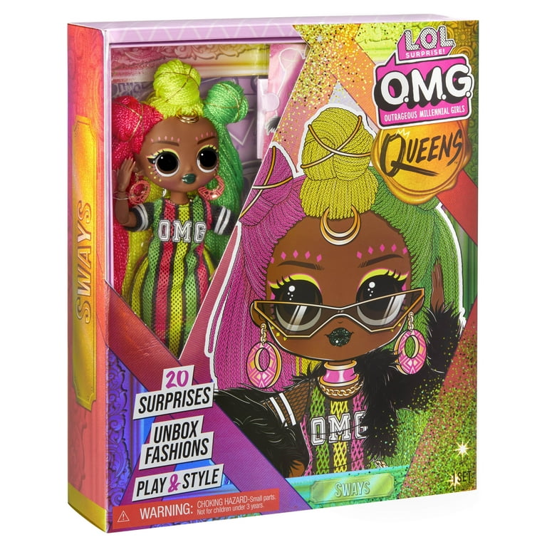 LOL Surprise OMG Queens Sways fashion doll with 20 Surprises Including  Outfit and Accessories for Fashion Toy Girls Ages 3 and up, 10-inch doll 