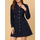thumbnail image 5 of Vestido de mezclilla para mujer, con botones, cuello tipo polo, escote en V, de manga larga, corte A, vestido de algodón de mezclilla, M, azul mezclilla, 5 of 8
