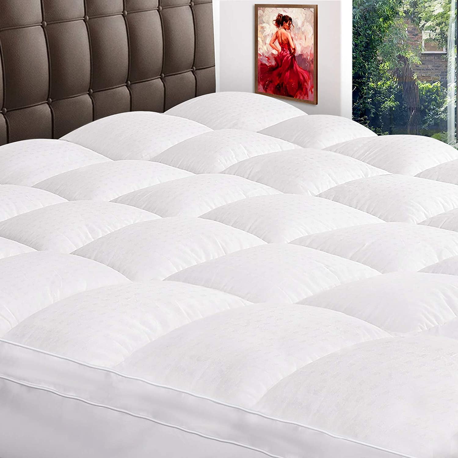 SLEEP COMFORT QUEEN Q BED MATTRESS PROTECTOR QUILTED STRAP FIT COTTON COVER 