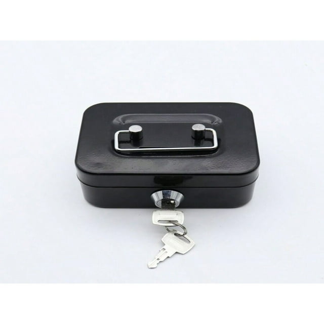 LNGOOR 1pc Metal Key Lock Storage Box Money Box Adult Security Box Coin Safe Cashier Box 11.5*9.9*5.8cm