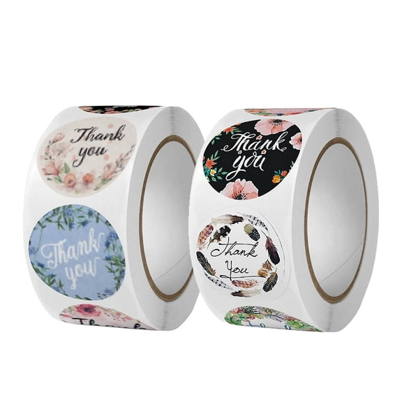 CCOCC 2026 New 1000 Pcs Thank You Stickers,Holographic Thank You Stickers Small Business,Floral Design Gift Decoration Gift Tag Stickers,Style1