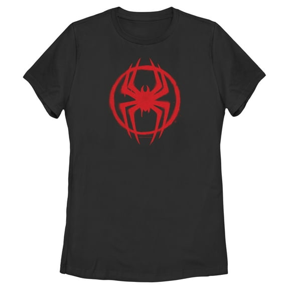 Women's Spider-Man: Across the Spider-Verse Graffiti Spider Logo Graphic Tee Black Small