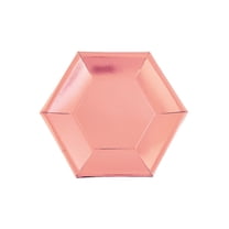 Rose Gold Metallic Hex Dess Plate - Party Supplies - 24 Pieces