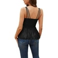 thumbnail image 2 of Women Spaghetti Strap Sequin Camisole Tank Top Glitter Sparkle Sleeveless Casual Party Peplum Cami Tops Shirt, 2 of 9