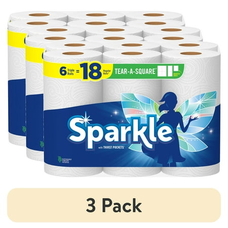 (3 pack) Sparkle Tear-a-Square Paper Towels 6 Triple Rolls