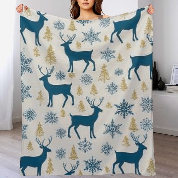 RKSupls Christmas Throw Blanket,Soft Flannel Reindeer Snowflakes Blanket,Fuzzy Warm Cozy Winter Blanket for Couch Bed Home Decor,30x40 in