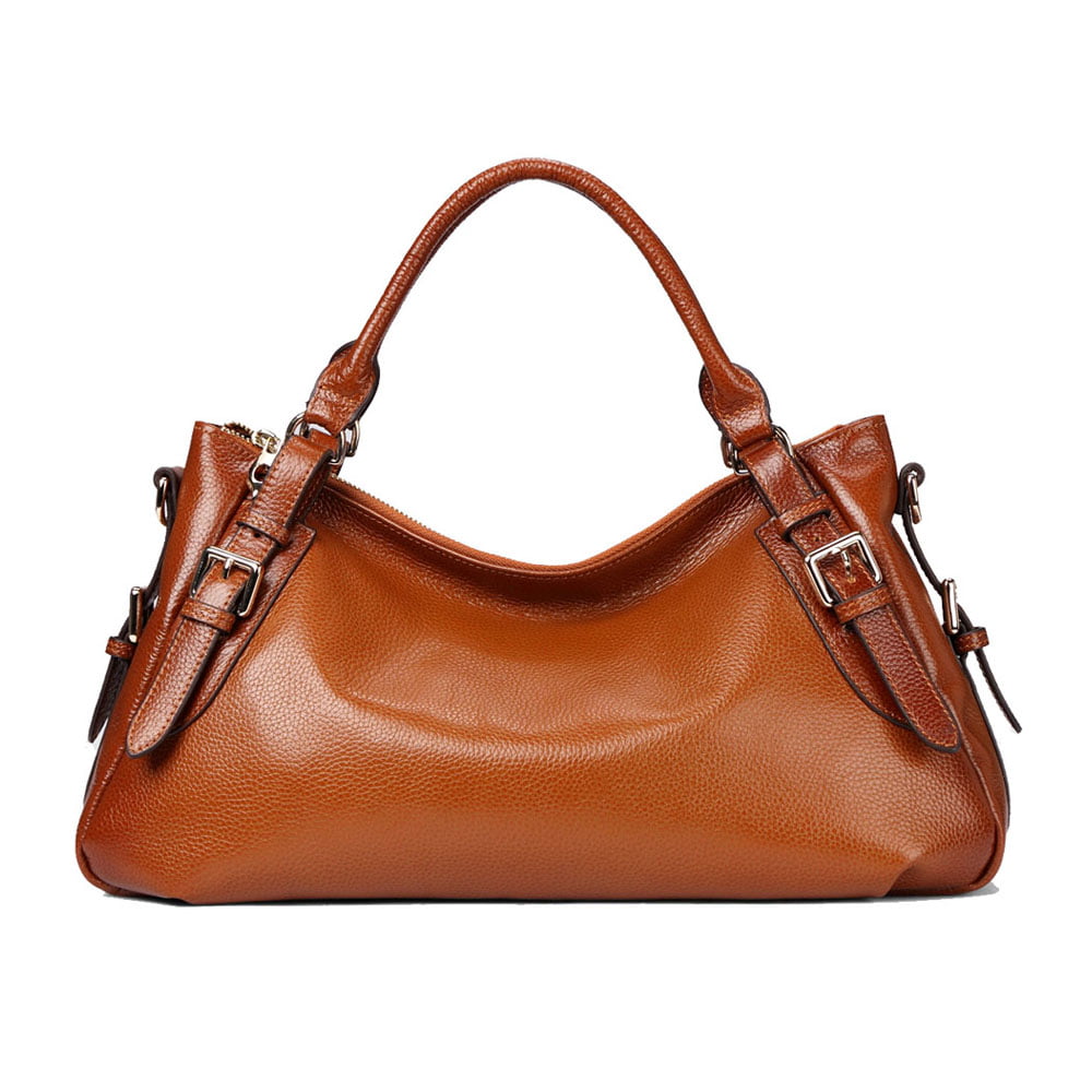 Download Kattee - Kattee Genuine Leather Hobo Shoulder Bag Brown ...