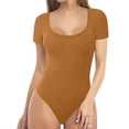 thumbnail image 2 of Baberdicy Onesie Adult Womens Round Neck Short Sleeve Bodysuit Sexy Bodysuit Jumpsuit Pajamas Basic Solid Color Jumpsuit Pajamas for Women, 2 of 6
