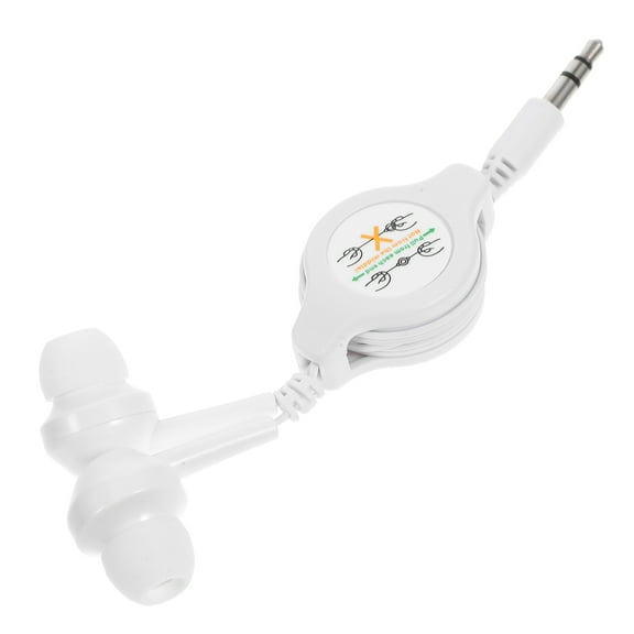 Toyvian Lightweight Retractable Earphones 2pcs Telescopic Headphones for Tablets Smartphones and Players White