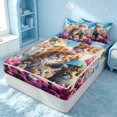 thumbnail image 3 of Erosebridal Cute Cat Zipper Full Size Comforter Sets with Fitted Sheet and 2 Pillowcases, Cartoon Flower Zipper Bedding Set, Reversible, Sky Blue Magenta, Reversible, 3 of 7