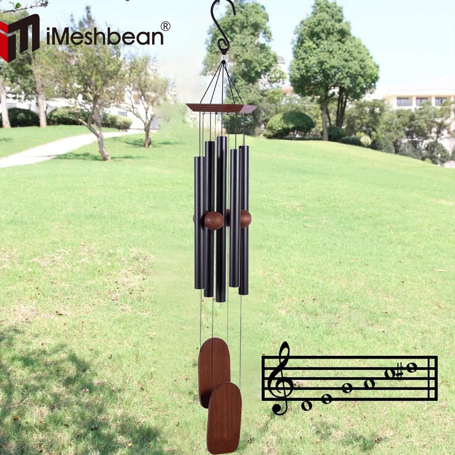 iMeshbean 36" Metal Windchime 5 Tubes Chapel Bells Wind Chimes Door Hanging Home Decor