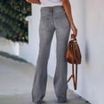 thumbnail image 4 of LWavelet Women High Waisted Flare Jeans Khaki Washed Distressed Denim Pants Retro Bell Bottom Casual Denim Trousers Light Gray 2XL, 4 of 4
