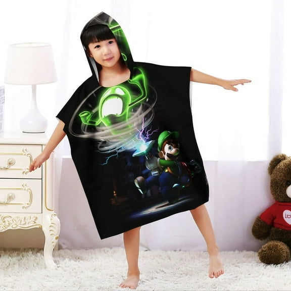 luigis mansion Hooded Poncho Towels, Soft & Absorbent Microfiber Beach Towel, Swimming Pool Changing Robe Bathrobe Bath Towel