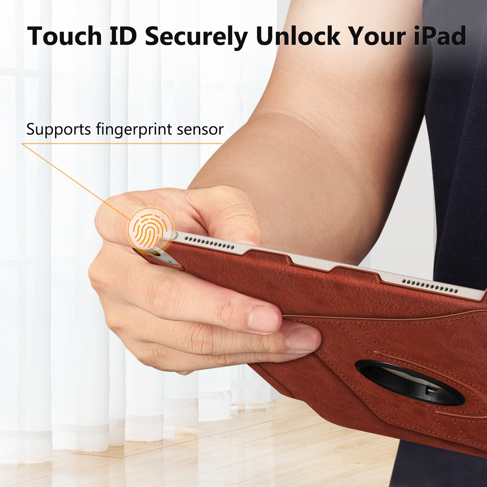 Fintie Rotating Case for iPad Air 13-inch (M4) 2026, (M3) 2025, (M2) 2024 - 360 Degree Rotating Protective Stand Cover with Pencil Holder, Brown