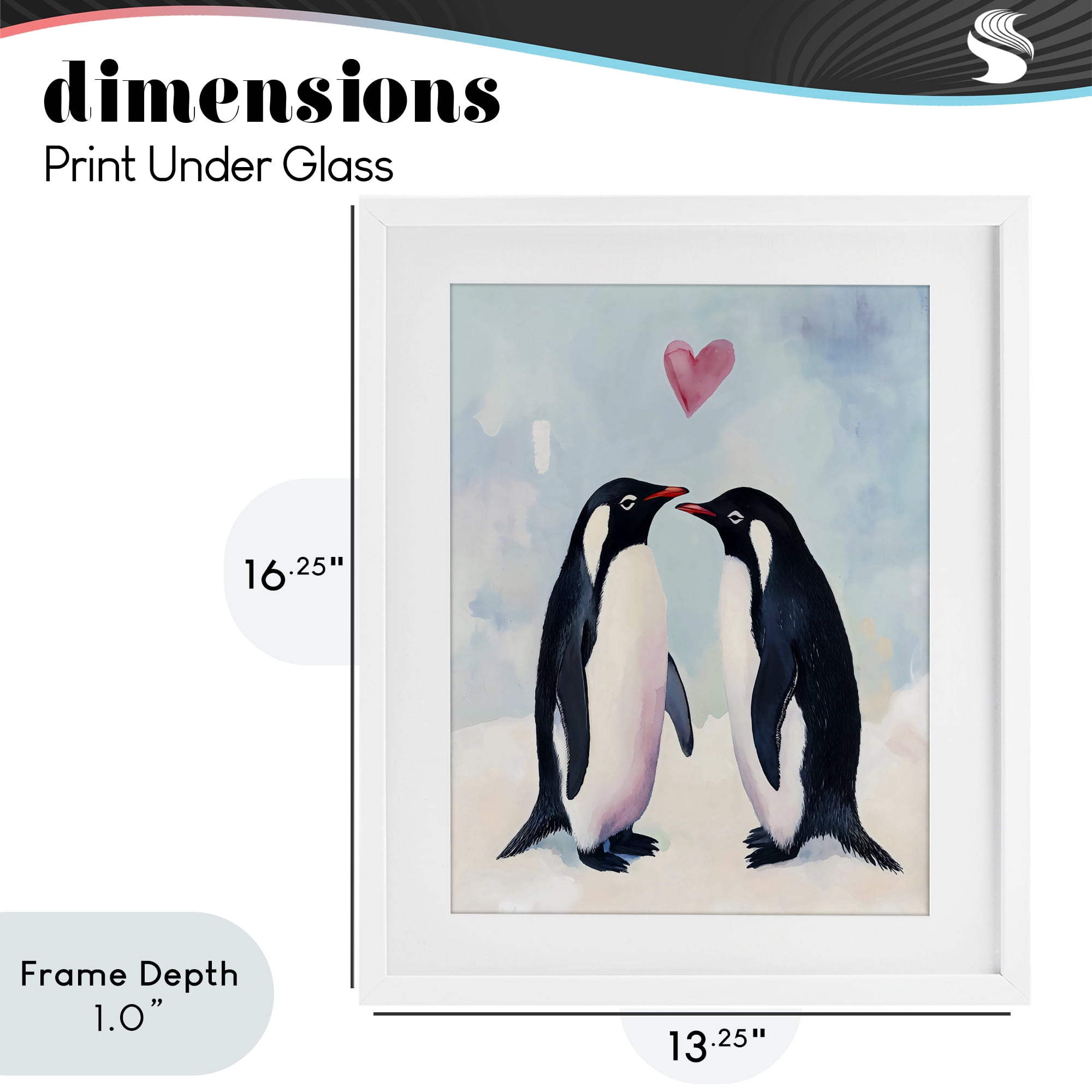 Stupell Industries Penguin Love with Heart White Framed Print Under Glass, design by The Prints Vibe