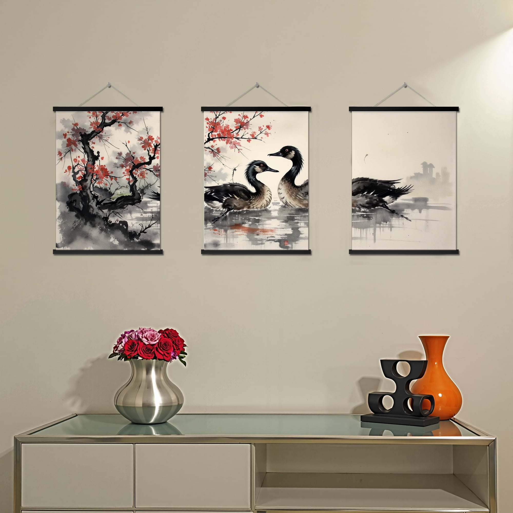 MAYEERTY Modern Abstract Wall Art Painting, Living Room Decor, Black Hanging Rod Frame, 15.7"x11.8"