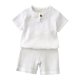 thumbnail image 1 of 0-6Y Boys Girls Muslin Clothing Sets Summer Solid Cotton Linen T-shirts+Shorts 2Pcs Outfit Kids Clothes Casual Sets for Children, 1 of 6