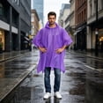 thumbnail image 6 of WWV Waterproof Adult Rain Ponchos Waterproof Thickened Cloak Raincoat Portable Adult Poncho for Outdoor Hiking Cycling Non Disposable Reusable Purple, 6 of 8