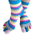 thumbnail image 2 of Rainbow Striped Pattern Toe Socks (Adult Medium - Women's Shoe Sizes 5-10) - Blue Accent, 2 of 3