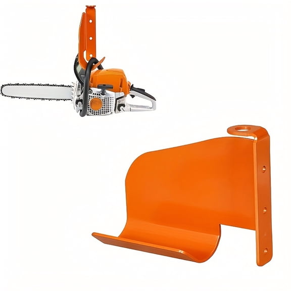 Wall Mounted Chainsaw and Grinder Storage Rack Iron Tool Hanger with Protective Orange Coating and Wrench Slots for Garage Workshop Organization